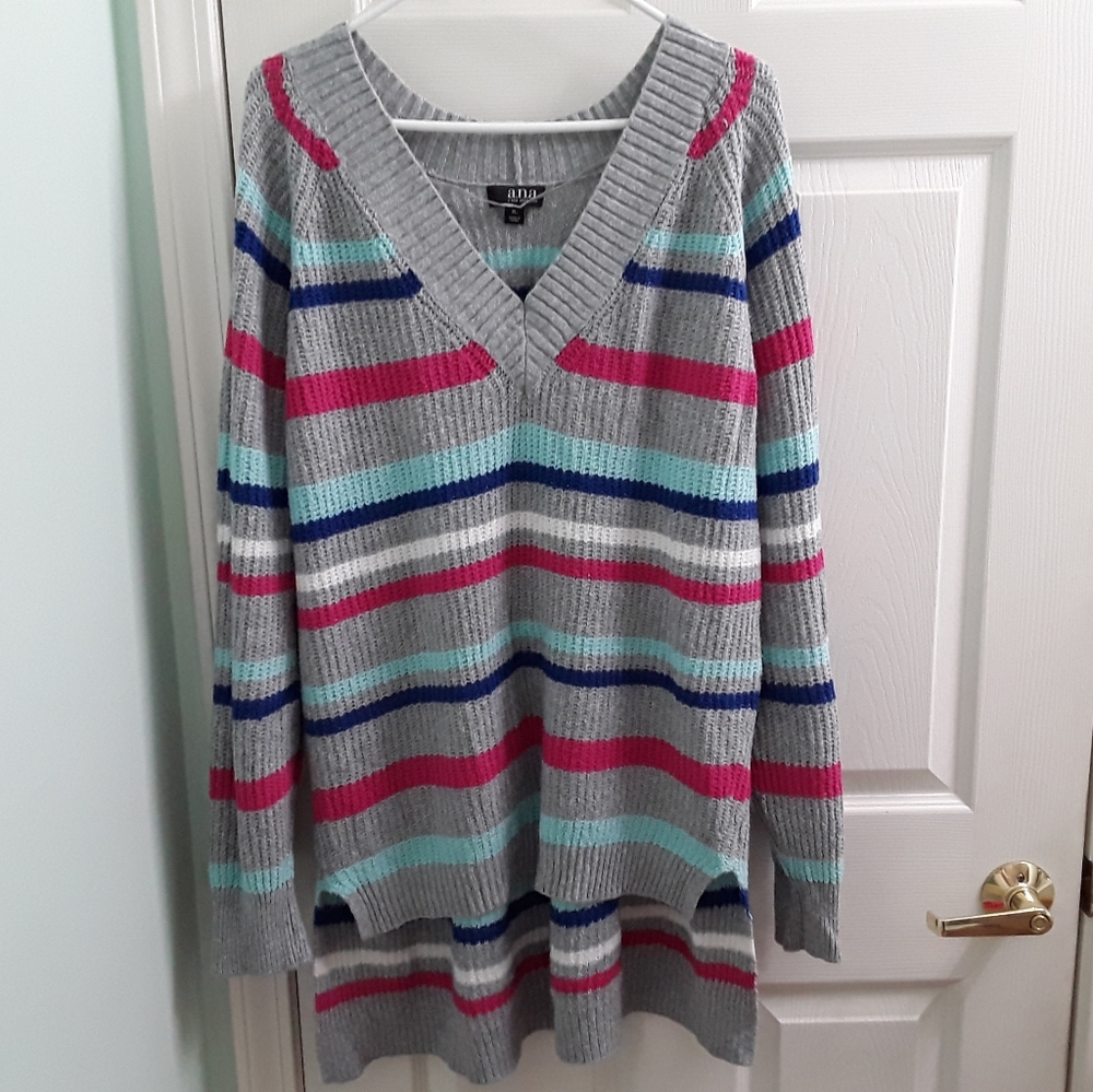 A.n.a Striped Tunic Sweater